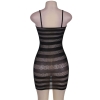 Cherry Banana Black Fishnet Striped Dress