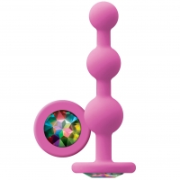 Glams Ripple Rainbow Gem Pink Butt Plug With Graduating Balls