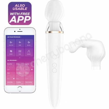 Satisfyer Double Wand-er White Wand Massager With 2 Interchangeable Heads