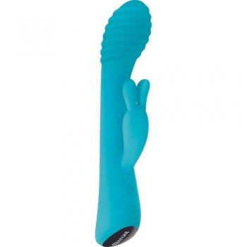 Evolved Aqua Bunny Blue Dual Orgasm Bendable Shaft Rabbit Vibrator 