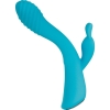 Evolved Aqua Bunny Blue Dual Orgasm Bendable Shaft Rabbit Vibrator 