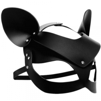 Master Series Bad Kitten Black Genuine Leather Adjustable Cat Mask