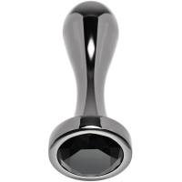 Gender X Black Pearl Metal Butt Plug With Black Gem Base