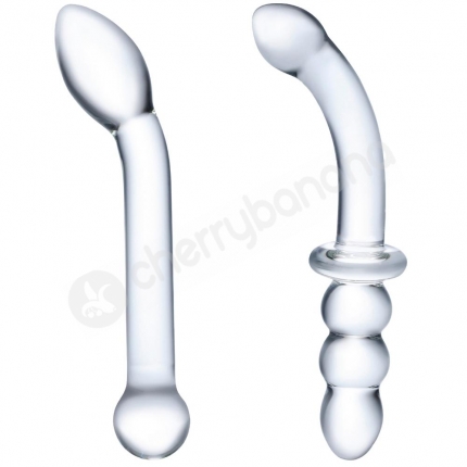 Glas G-spot Pleasure Glass Clear Dildo 2 Piece Set