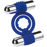 Zolo Duo Vibrating Stretchy Blue Cockring With 2 Removable Bullets 