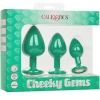 Calexotics Cheeky Gems Green Silicone Butt Plug With Gem Base Training Kit