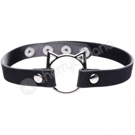 Master Series Kinky Kitty Ring Black Slim Choker Collar