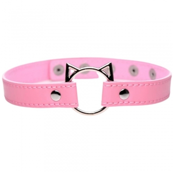 Master Series Kinky Kitty Ring Pink Slim Choker Collar