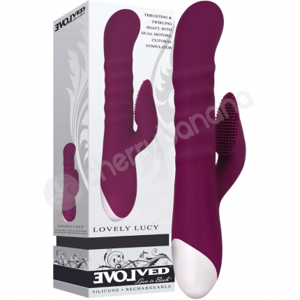 Evolved Lovely Lucy Thrusting & Twirling Vibrator With Clit Stimulator