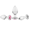 Adam & Eve Pink Gem Glass Butt Plug 3 Piece Set