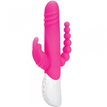 Rabbit Essentials Pink Double Penetration Rotating Rabbit Vibrator