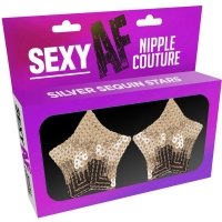 Sexy AF Nipple Couture Silver Sequin Star Nipple Pasties