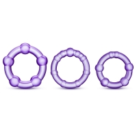 Stay Hard Purple Beaded Cockrings 3 Pack