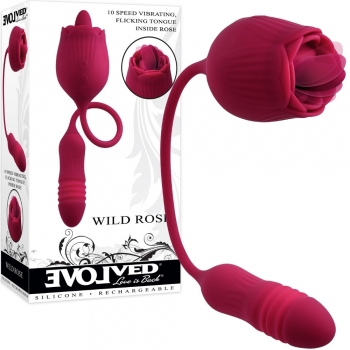 Evolved Wild Rose Flickering Stimulator With Thrusting Bullet