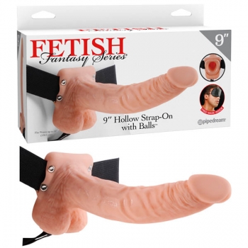 Fetish Fantasy Series Flesh 9'' Hollow Strap-on With Balls