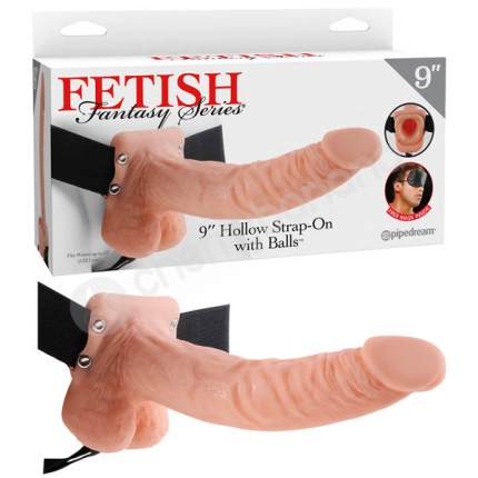 Fetish Fantasy Series Flesh 9'' Hollow Strap-on With Balls